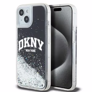 DKNY Liquid Glitter Big Logo Suojakuori iPhone 15 Plus / 14 Plus:lle - musta