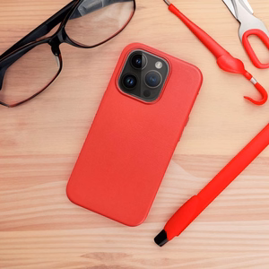 Kotelo Leather Mag Cover (MagSafe) iPhone 16 Pro Max punainen