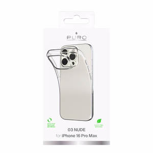 Puro 03 Nude Silikoninen Suojakuori iPhone 16 Pro Maxille - läpinäkyvä