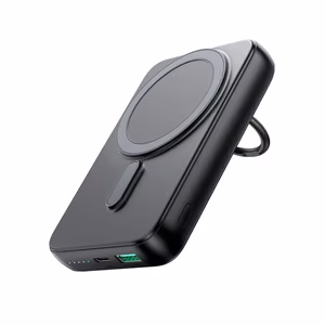 Langaton tehopankki 10000mAh Joyroom JR-W050 20W MagSafe renkaalla ja jalustalla - musta
