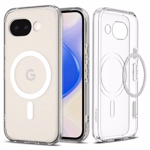 Spigen Ultra Hybrid Mag MagSafe -suojakuori Google Pixel 10A:lle - läpinäkyvä ja valkoinen