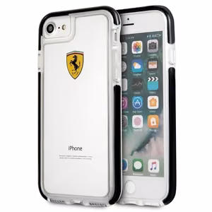Ferrari Hardcase FEGLHCP7BK iPhone 7/8 SE 2020 / SE 2022 Iskunkestävä läpinäkyvä musta
