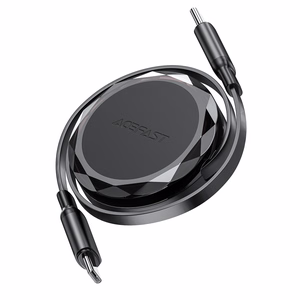 Acefast C13-03 USB-C - USB-C 60W kelautuva kaapeli - musta