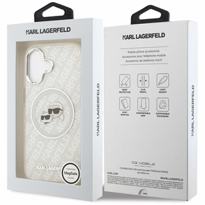 Karl Lagerfeld IML Glitter Karl & Choupette Heads Logo MagSafe -suojakuori iPhone 17 - harmaa