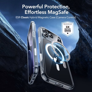 ESR Classic Hybrid MagSafe + Karkaistu lasi -setti iPhone 17 Pro Max:lle - Kirkas