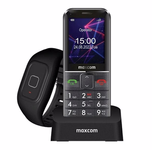 Maxcom Comfort MM735 latausasemalla + SOS-ranneke musta
