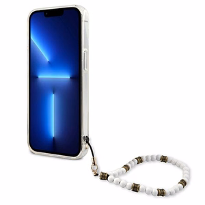 Guess GUHCP13SKPSWH iPhone 13 mini 5.4" läpinäkyvä kovakotelo Valkoinen helmi