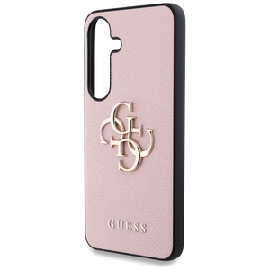 GUESS Grained Big 4G Logo Small Classic Logo Suojakuori Samsung Galaxy S25 Plus Vaaleanpunainen