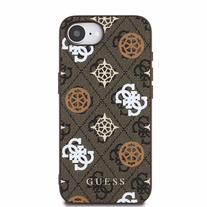 Guess PU 4G Peony MagSafe Suojakuori iPhone 16e:lle - ruskea