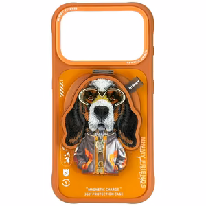 Nimmy Cool&Cute 2.0 Koira Suojakuori iPhone 17 Pro Magneettisella ripustimella - oranssi