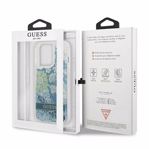 Guess GUHCP13XLFLSN iPhone 13 Pro Max 6.7" vihreä/vihreä kovakotelo Kukka Nestemäinen Glitteri
