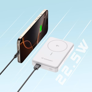Powerbank Wozinsky WLWP-10KA0Y3WS 22.5W PD Qi2 10000 mAh, jalustalla, 1x USB-A, 1x USB-C - valkoinen