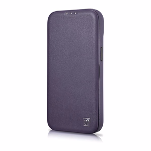 iCarer CE Premium Nahka Folio Case iPhone 14 Plus Magneettinen Flip Nahka Folio Case MagSafe Tumman violetti (WMI14220715-DP)