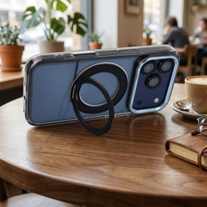 Frame Circle Stand-suojakuori mallille iPhone 13 Pro, MagSafe-yhteensopiva – musta