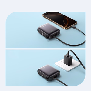 Joyroom JR-PBF27 10000mAh 22.5W tehopankki sisäänrakennetuilla USB-C- ja Lightning-kaapeleilla - musta