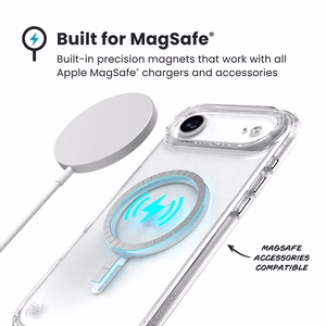 Speck Presidio Perfect-Clear MagSafe suojakuori iPhone Air -laitteelle, Clear / Silver -värinen