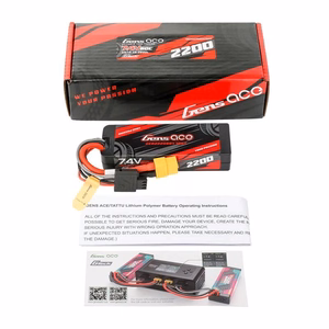 Lipo Gens ace G-Tech 2200 mAh 7,4 V 2S1P 60C GRP-76 -kovakoteloinen akku, jossa on XT60-liitin