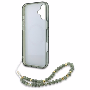 Guess IML Flowers Allover Electro With Pearl Hihna MagSafe Suojakuori iPhone 16:lle - vihreä