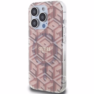 Guess IML GCube MagSafe Suojakuori iPhone 15 Pro:lle - vaaleanpunainen