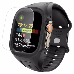 Spigen Liquid Air Pro -suojakuori rannekkeella ja 9H-panssarilasi Apple Watch Ultra 49 mm -mallille, mustat