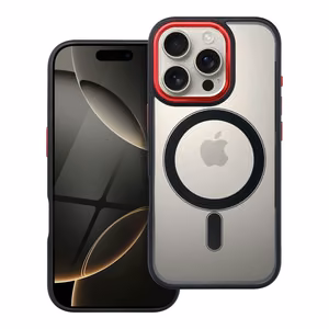 Case for iPhone 16 PRO Color Edge Mag Cover compatible with MagSafe black-red