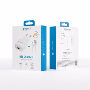 Forever TC-01 charger 1x USB 2A white + Lightning cable