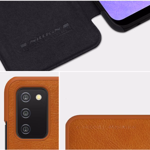 Nillkin Qin nahkainen holsteri tapauksessa Samsung Galaxy A03s musta