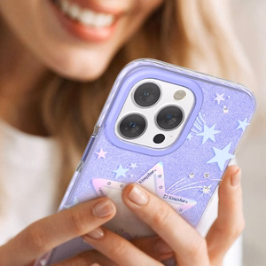 Kingxbar Heart Star Series tapauksessa iPhone 14 Plus violetti tähti tapauksessa