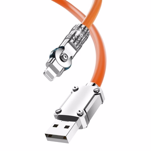 Dudao L24AL USB-A - Lightning kulmittainen Kaapeli 180 asteen kierrolla 30W 1m - oranssi