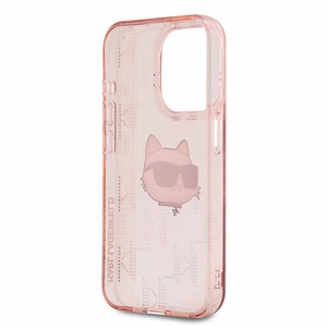 Karl Lagerfeld IML Choupette Head & Monogram suojakuori iPhone 15 Pro:lle - vaaleanpunainen