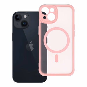 Suojakuori iPhone 14:lle Full Matte Mag Cover yhteensopiva MagSafe vaaleanpunainen