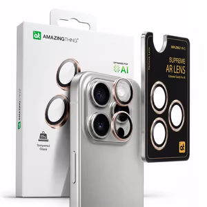 AmazingThing AR Aluminum 3 Lens Glass Kameran Linssin Kehyksellä iPhone 16 Pro / 16 Pro Max:lle - Rose Gold