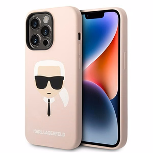 Karl Lagerfeld KLHMP14LSLKHLP iPhone 14 Pro 6.1 kovakuori vaalea vaaleanpunainen / vaalea vaaleanpunainen Silicone Karl's Head Magsafe