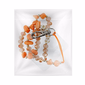 LOVE Phone lanyard, Phone pendant / cord length 44cm (22cm in the loop) / on hand - orange