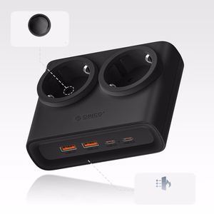 Orico PDC25 25W 6in1 jatkojohto 2x AC + 2x USB-A + 2x USB-C - musta