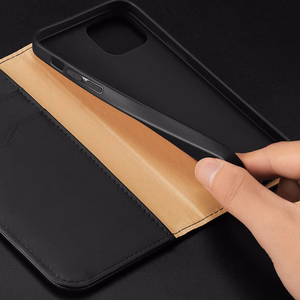 Dux Ducis Hivo -lompakkokotelo RFID-suojalla iPhone 15 Plus - ruskea