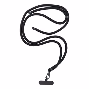 SWING (8mm) Phone lanyard, adjustable length / cord 165cm (max 82.5cm in loop) / shoulder or neck - black