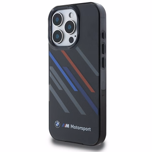 BMW Motosport IML Random Stripes Suojakuori iPhone 16 Pro:lle - musta