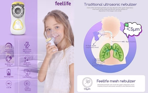 Portable Mesh Nebulizer FEELLIFE Air Kids, Yellow