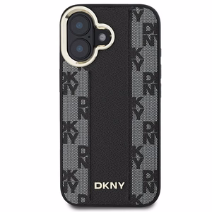 DKNY Checkered Pattern Magsafe iPhone 16 Plus:lle Suojakuori - Musta