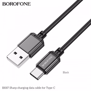 Borofone BX87 Sharp USB - Type-C Kaapeli 3A 1m - musta