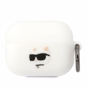 Karl Lagerfeld KLAPRUNCHH AirPods Pro Suojakuori valkoinen/valkoinen Silikoninen Choupette Head 3D