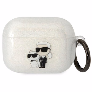 Karl Lagerfeld KLAPHNKCTGT läpinäkyvä suojus AirPods Pro:lle Glitter Karl&Choupette