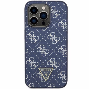 Guess 4G Triangle Metal Logo suojakuori iPhone 15 Pro:lle - sininen