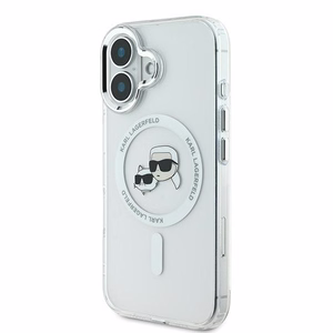 Karl Lagerfeld IML Metal Karl&Choupette Head MagSafe Case for iPhone 16 Plus - White
