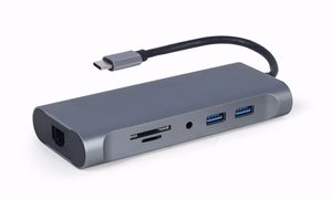 Gembird A-CM-COMBO7-01 kannettavan tietokoneen telakka/porttitoistin USB 3.2 Gen 1 (3.1 Gen 1) Type-A harmaa