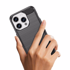 Flexible carbon pattern case for iPhone 15 Pro Carbon Case - black