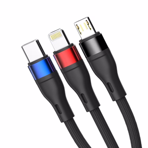 3mk Hyper Cable N-SERIES 3-in-1 USB-A / Lightning / Micro 1.2m 9V/2A 18W - musta