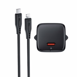 Acefast A118 30W GaN USB-C verkkolaturi 1.2m USB-C Lightning kaapelilla - musta