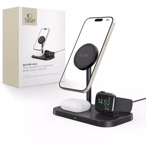 Tech-Protect QI15W-A22 MagSafe Induktiivinen Laturi 3in1 MagSafe-telineellä älypuhelimelle / Apple Watchille / AirPodsille - musta